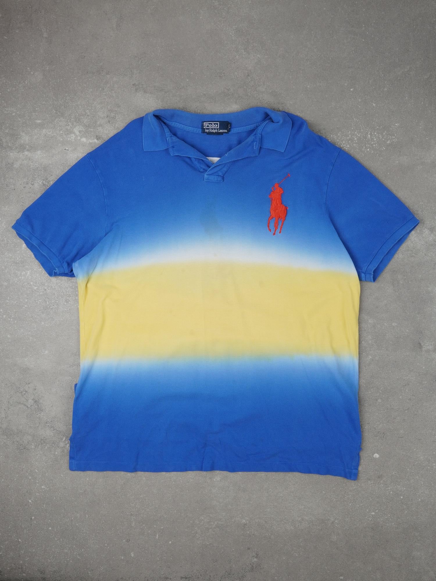 Vintage Ralph Lauren Big Pony Dip-Dye Poloshirt - XL