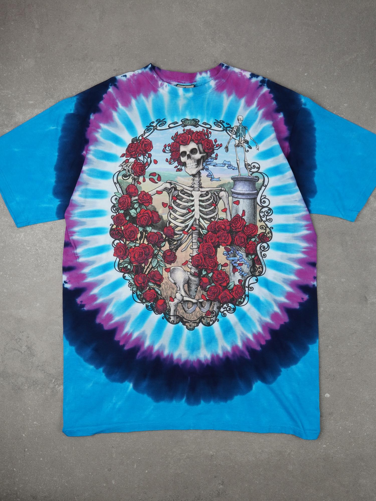Vintage Grateful Dead 90s Skeleton Roses Tie-Dye T-Shirt - XL