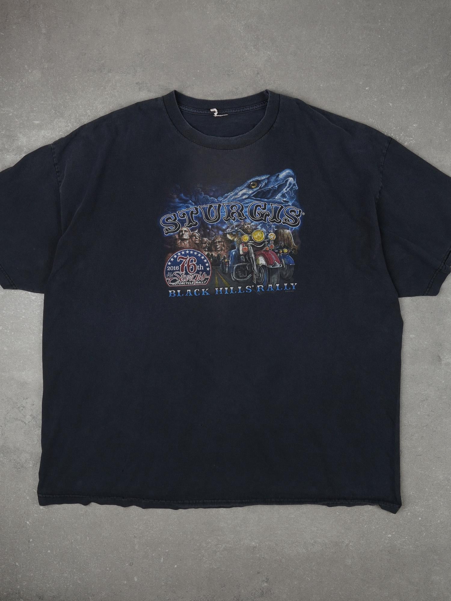 Vintage Sturgis 2016 Black Hills Rally Motorcycle T-Shirt - XL
