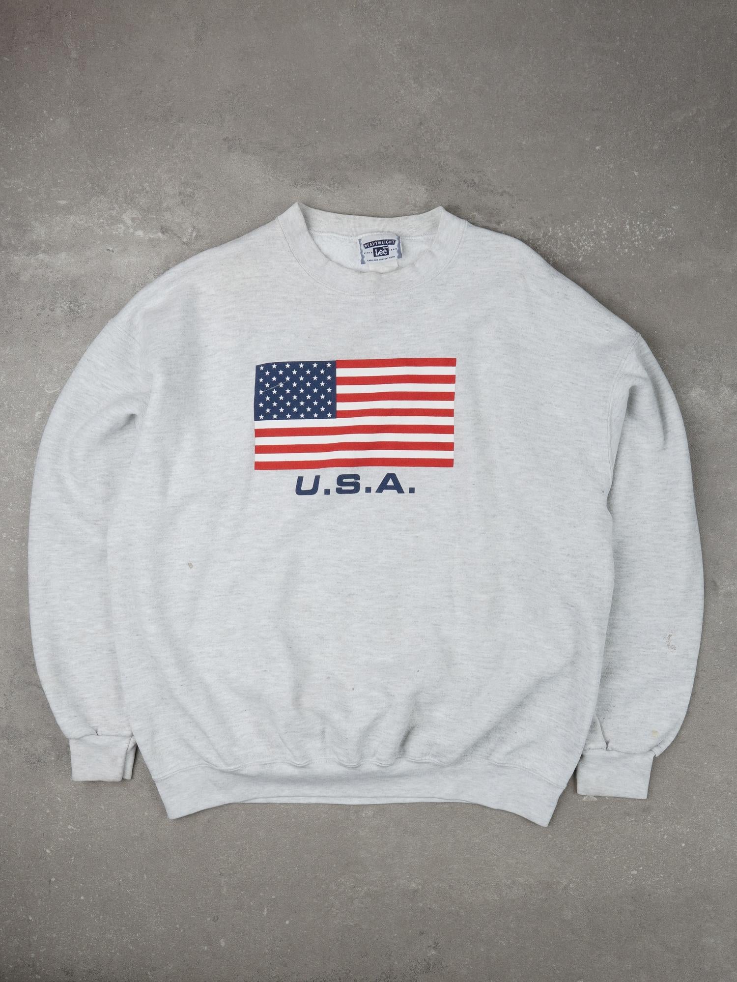 Vintage Lee 90s USA Flag Sweater - XL