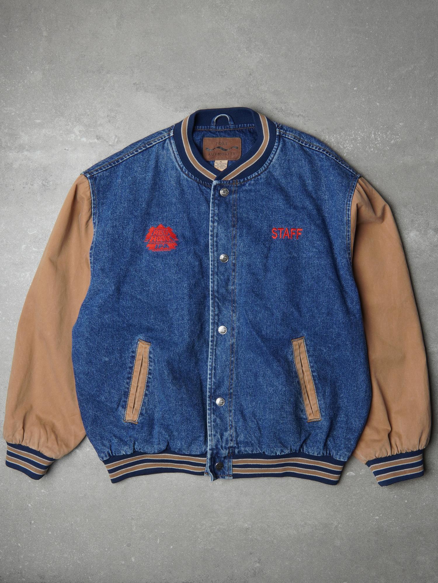 Vintage Planet Hollywood 90s Staff Denim Varsity Jacke - XL