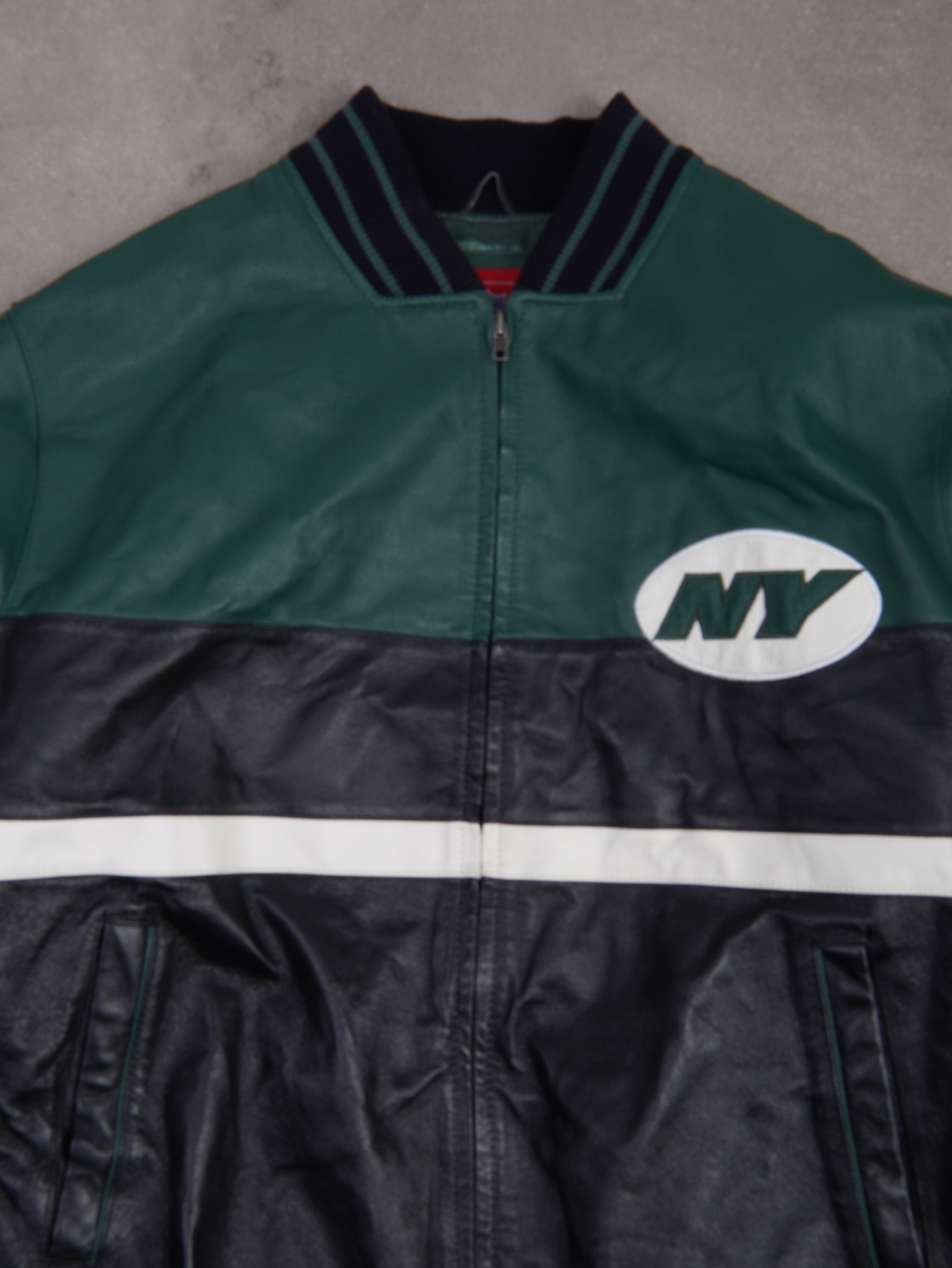 NFL Vintage NFL New York Jets Leder College Jacke - XL, Schwarz, Größe XL, unisex, Zustand Sehr gut, Preis 399.95€ – Rückansicht