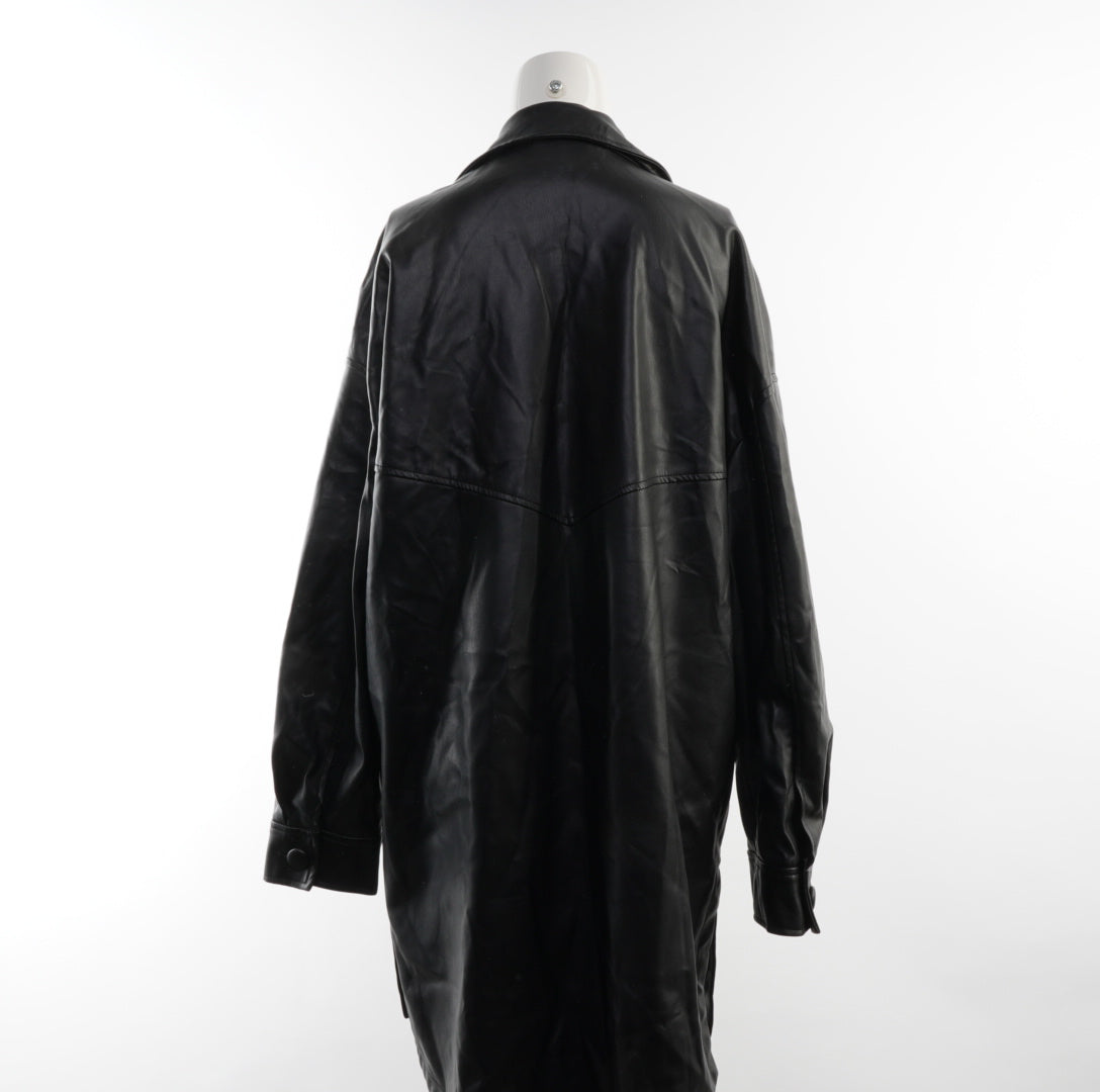 Zara Damen Leder Mantel - L , Schwarz, Größe L, Damen, Zustand Sehr Gut, Preis 35€ – Rückansicht