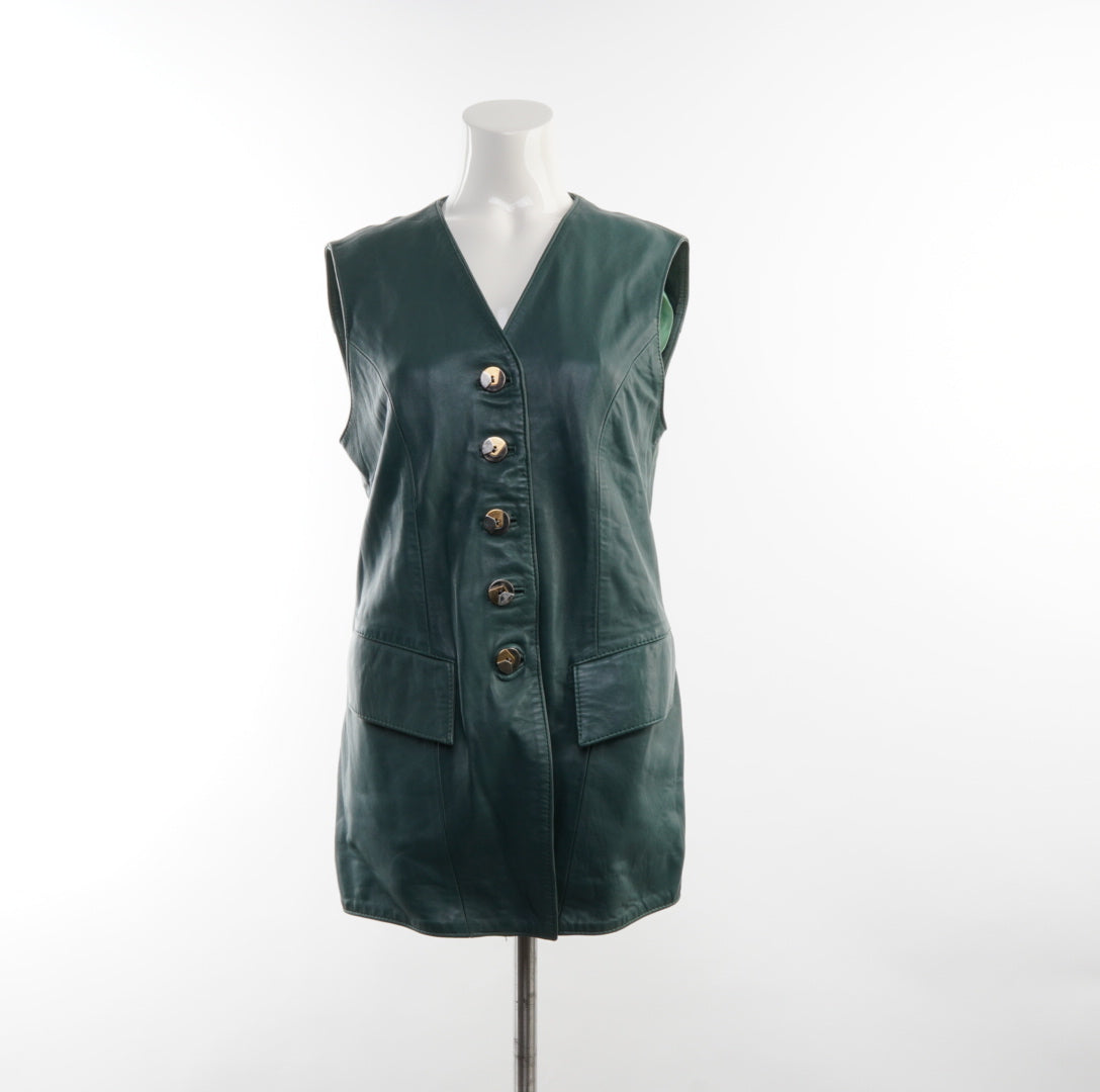 Second Hand Damen Leder Weste - L, Grün, Größe L, Damen, Zustand Sehr Gut, Preis 25€ – Vorderansicht