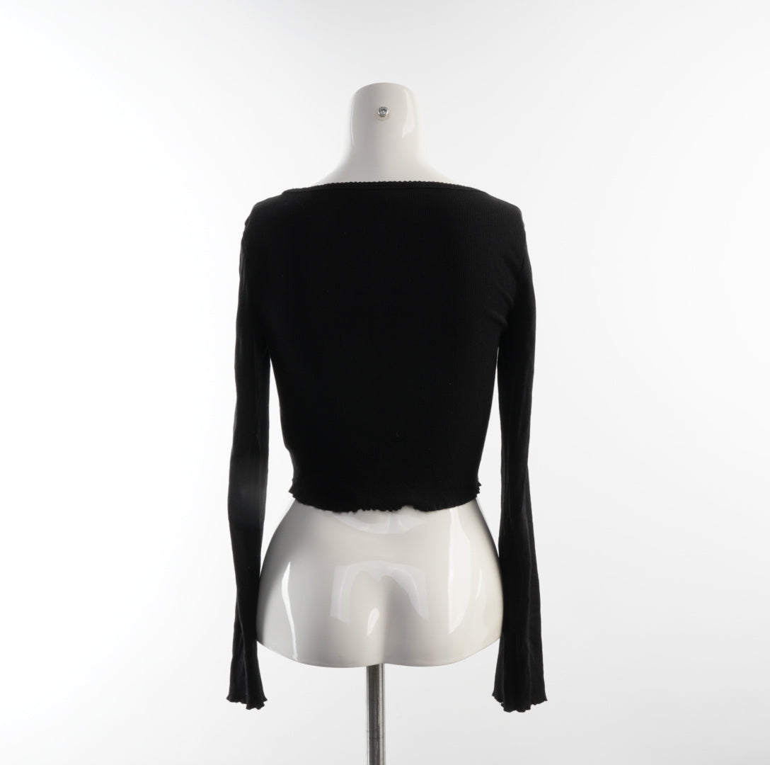 H&M Damen Crop Langarmshirt - S, Schwarz, Größe S, Damen, Zustand Sehr Gut, Preis 5€ – Rückansicht