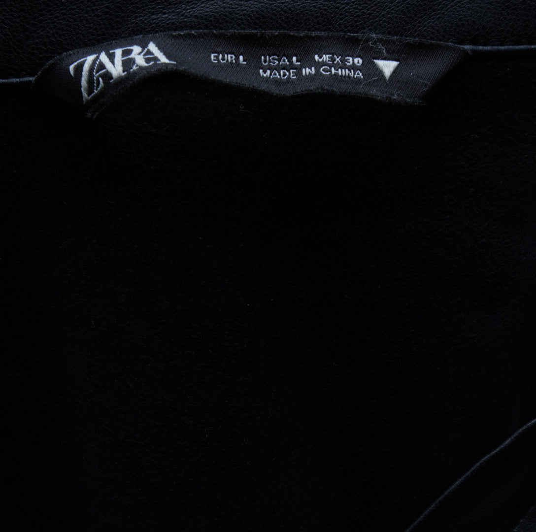 Zara Damen Leder Mantel - L , Schwarz, Größe L, Damen, Zustand Sehr Gut, Preis 35€ – Etikett