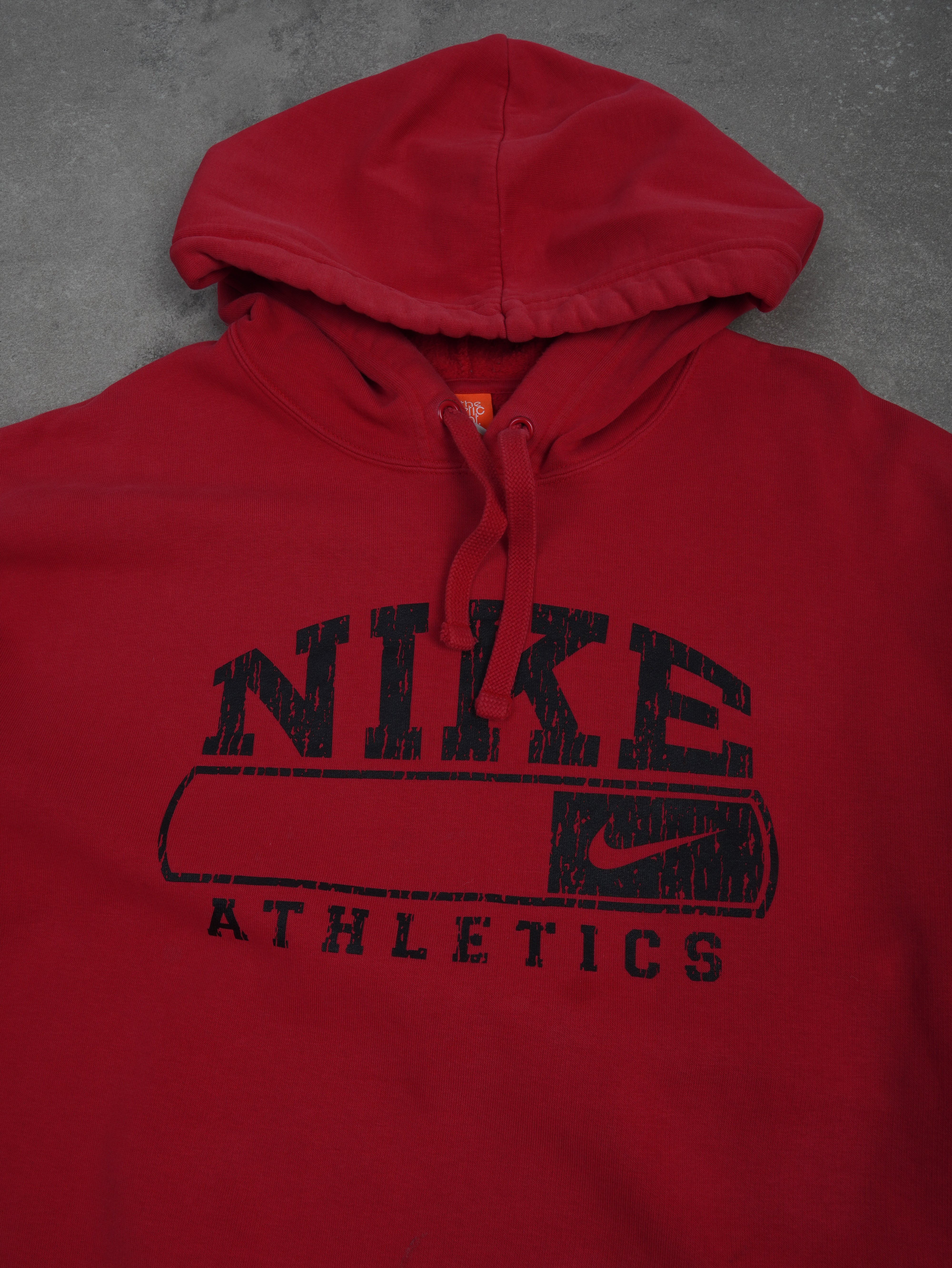 Nike   Vintage Nike Athletics Hoodie - XL, Rot, Größe XL, unisex, Zustand Gut, Preis 29.95€ – Rückansicht