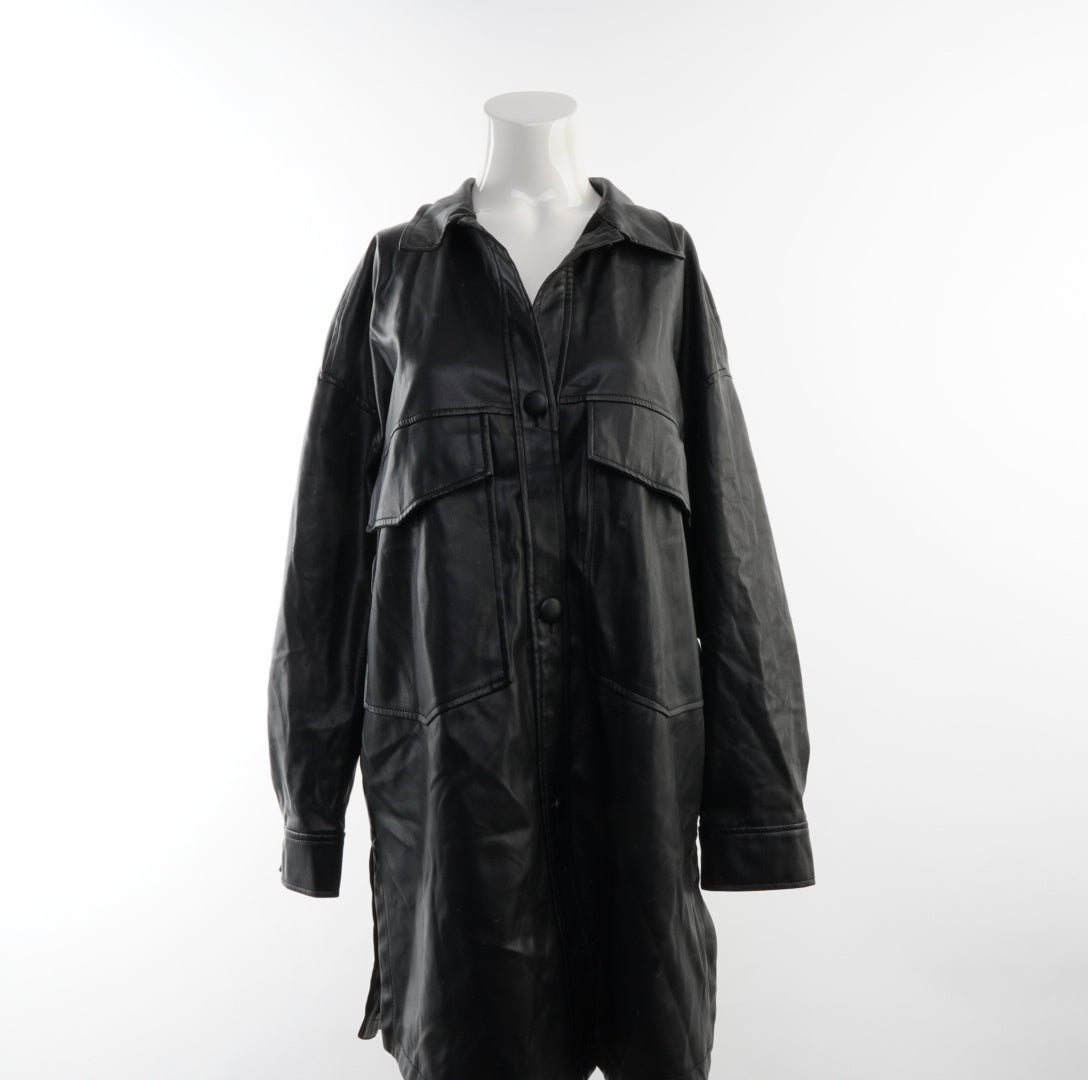 Zara Damen Leder Mantel - L , Schwarz, Größe L, Damen, Zustand Sehr Gut, Preis 35€ – Vorderansicht