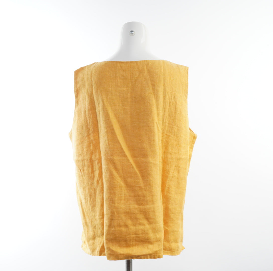 Second Hand Damen Linen Bluse - 2XL, Gelb, Größe XL, Damen, Zustand Gut, Preis 7€ – Rückansicht