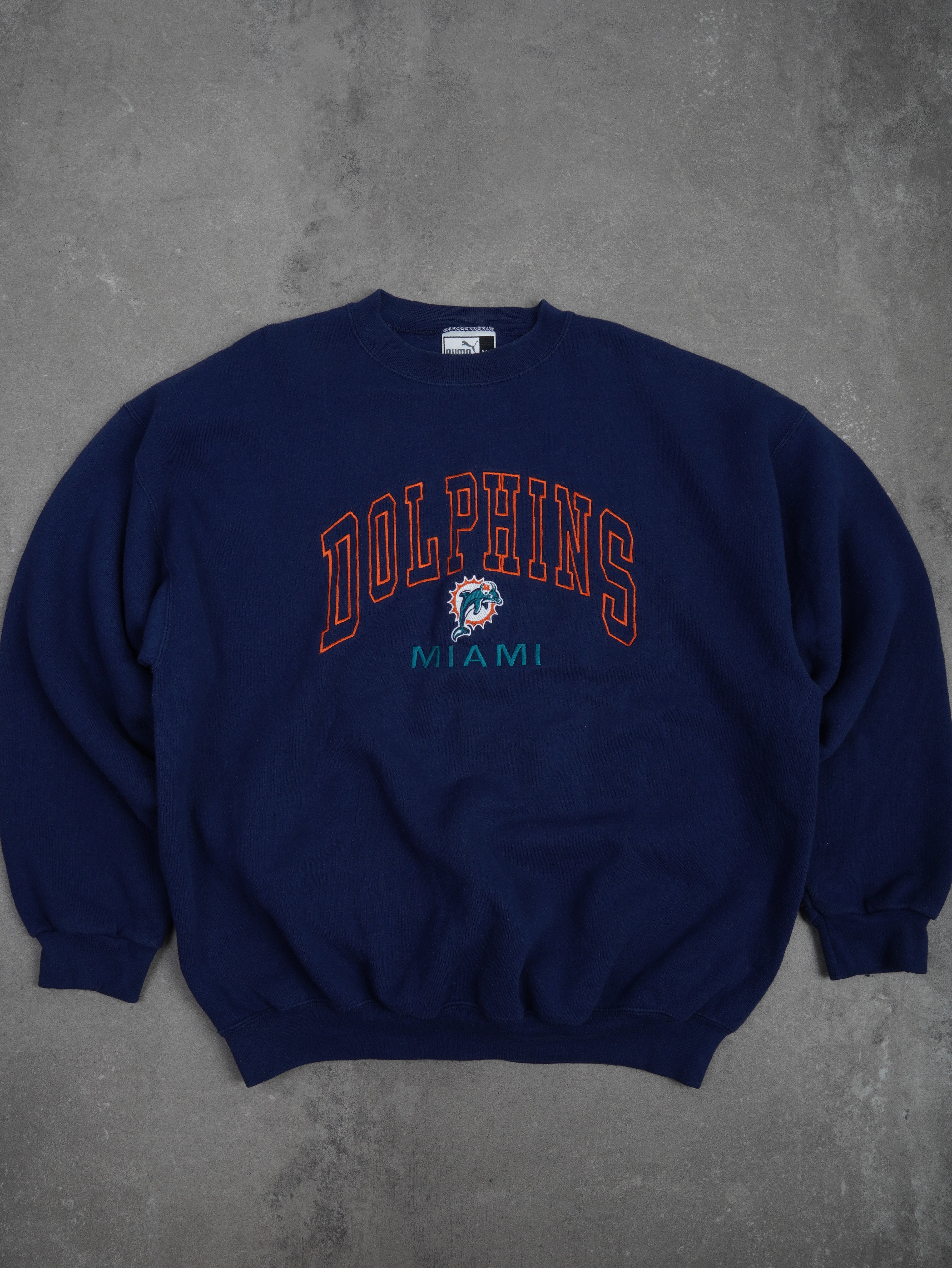 Puma Vintage Puma 90s Miami Dolphins Sweater - XL, Blau, Größe XL, unisex, Zustand Sehr gut, Preis 49.95€ – Vorderansicht