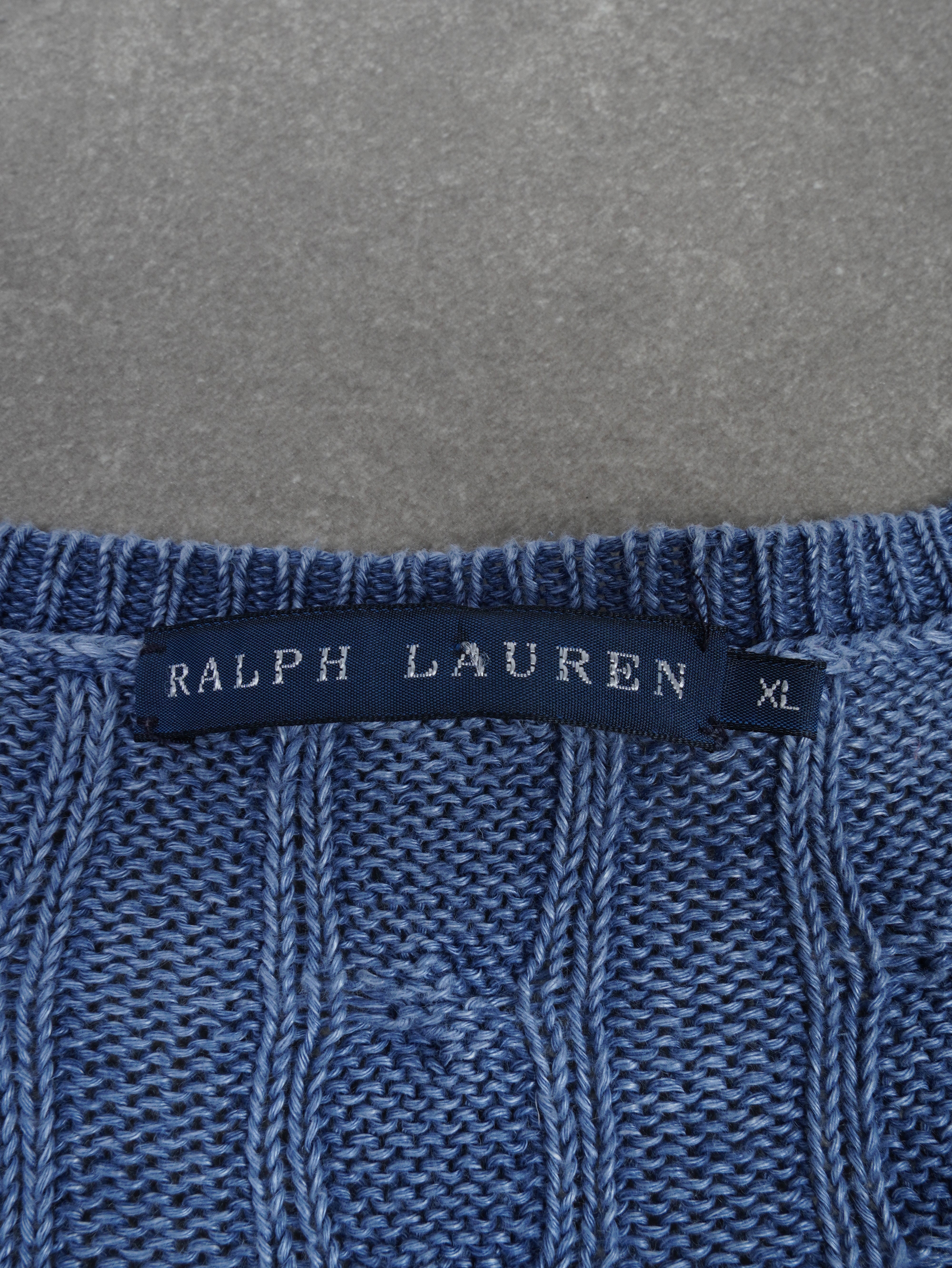 Ralph Lauren Vintage Ralph Lauren Zopfmuster Strickpullover - XL, Blau, Größe XL, unisex, Zustand Sehr gut, Preis 49.95€ – Etikett