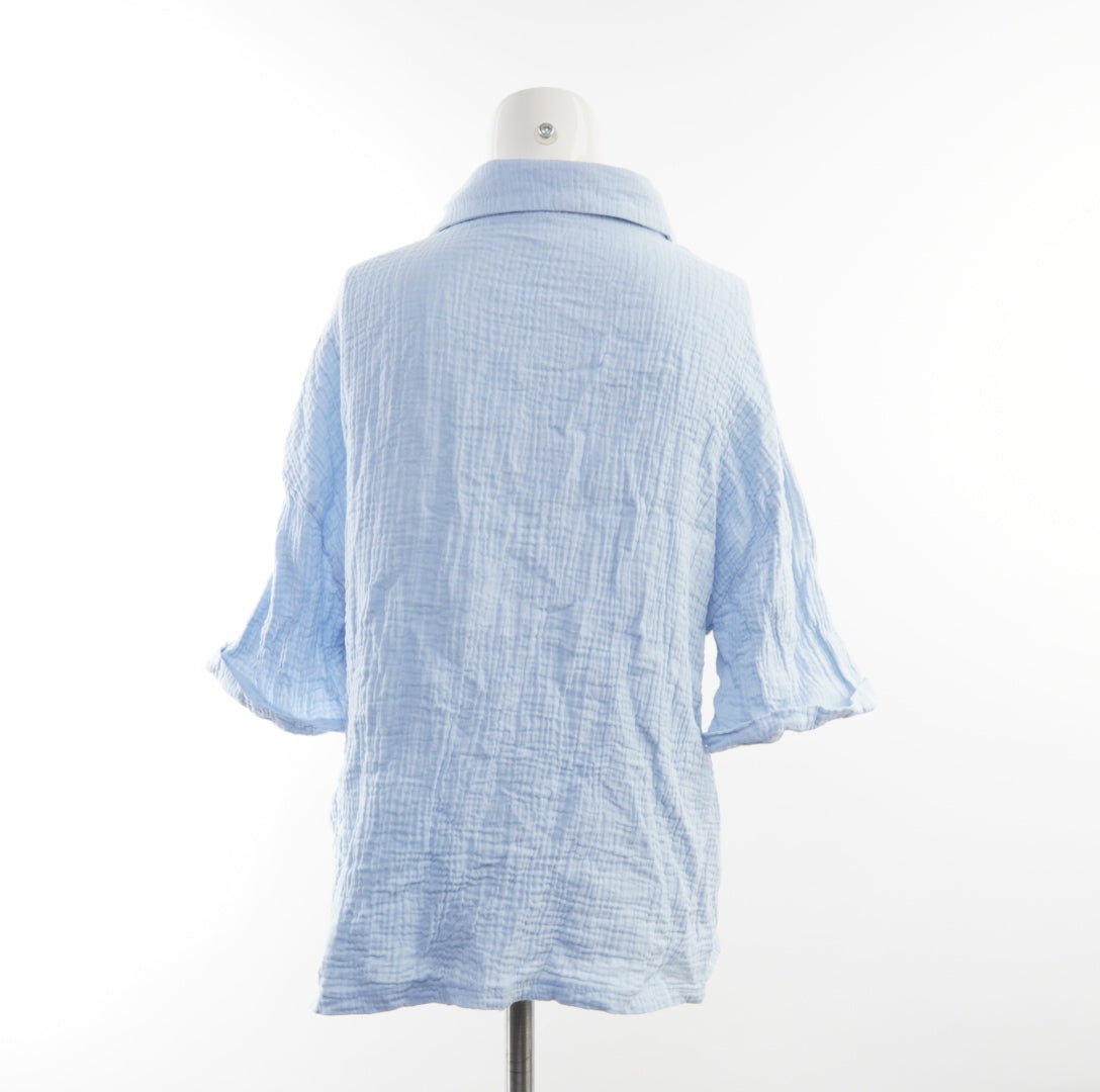 Second Hand Damen Musselin Bluse - XL, Blau, Größe XL, Damen, Zustand Sehr Gut, Preis 3€ – Rückansicht